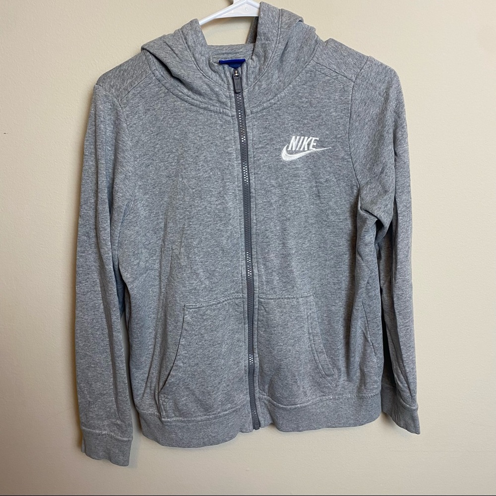Nike light gray zip up hoodie Kids XL